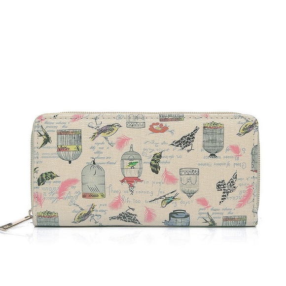 Unbranded Handbags - Beige Birds & Cages Printed Wallet
